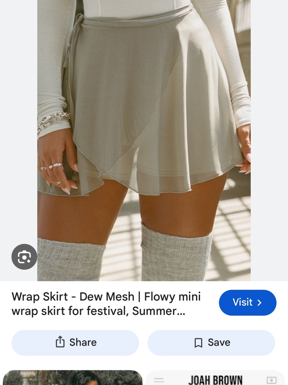 Joah Brown Dew / Dune color Mini Wrap Skirt - Picture 2 of 5